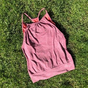 Pink tank top with sport bra connected